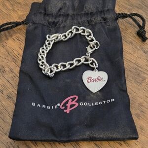 Barbie Collection Stainless Chain Link Heart Charm Bracelet - Barbie Collector